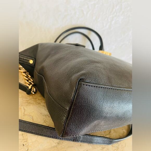 MICHAEL KORS black soft leather chain tote shoulder bag - Picture 7 of 8
